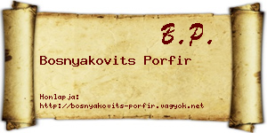 Bosnyakovits Porfir névjegykártya